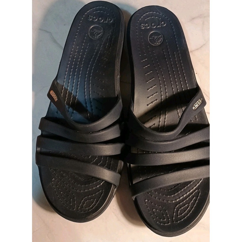 Crocs Rhonda Wedge Slide Comfort Navy‎ Blue Sandals Women's Size 11